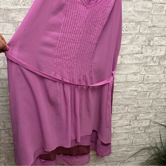 WHITE House Black Market lavender high low dress women’s 16‎ with belt - Picture 8 of 8
